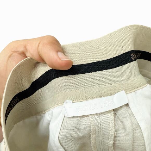 Helmut Lang Pull On Stretch Cargo Pants Beige Linen Cotton Size 0 - Picture 10 of 11
